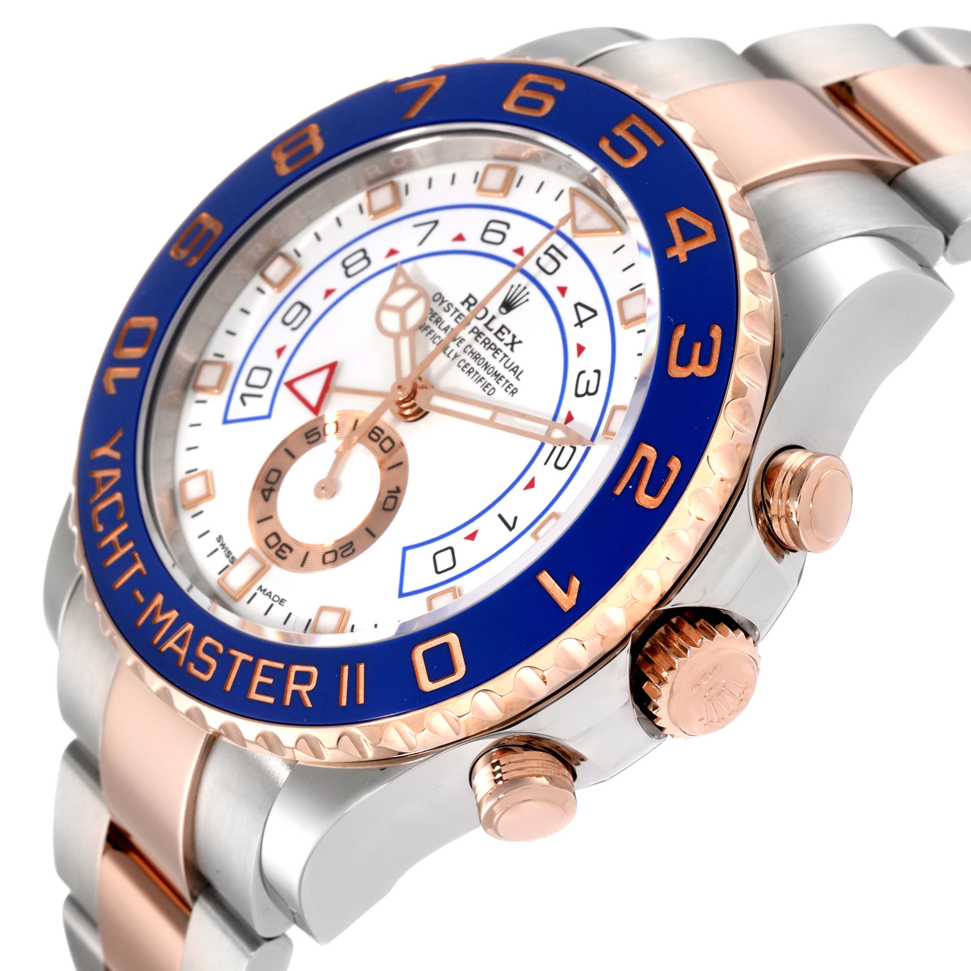 Rolex Yachtmaster II Rolesor EveRose Gold Steel Mens Watch 116681 Box Card