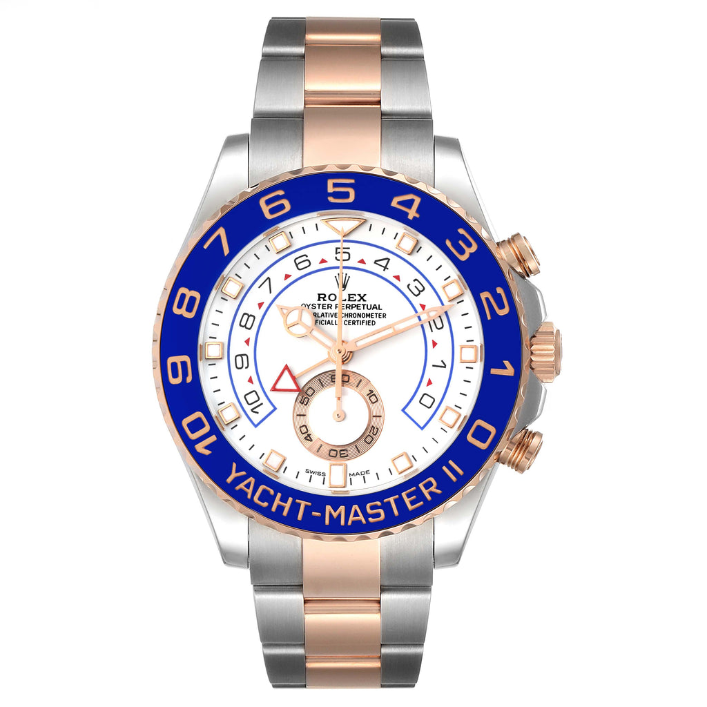 Rolex Yachtmaster II Rolesor EveRose Gold Steel Mens Watch 116681 Box Card