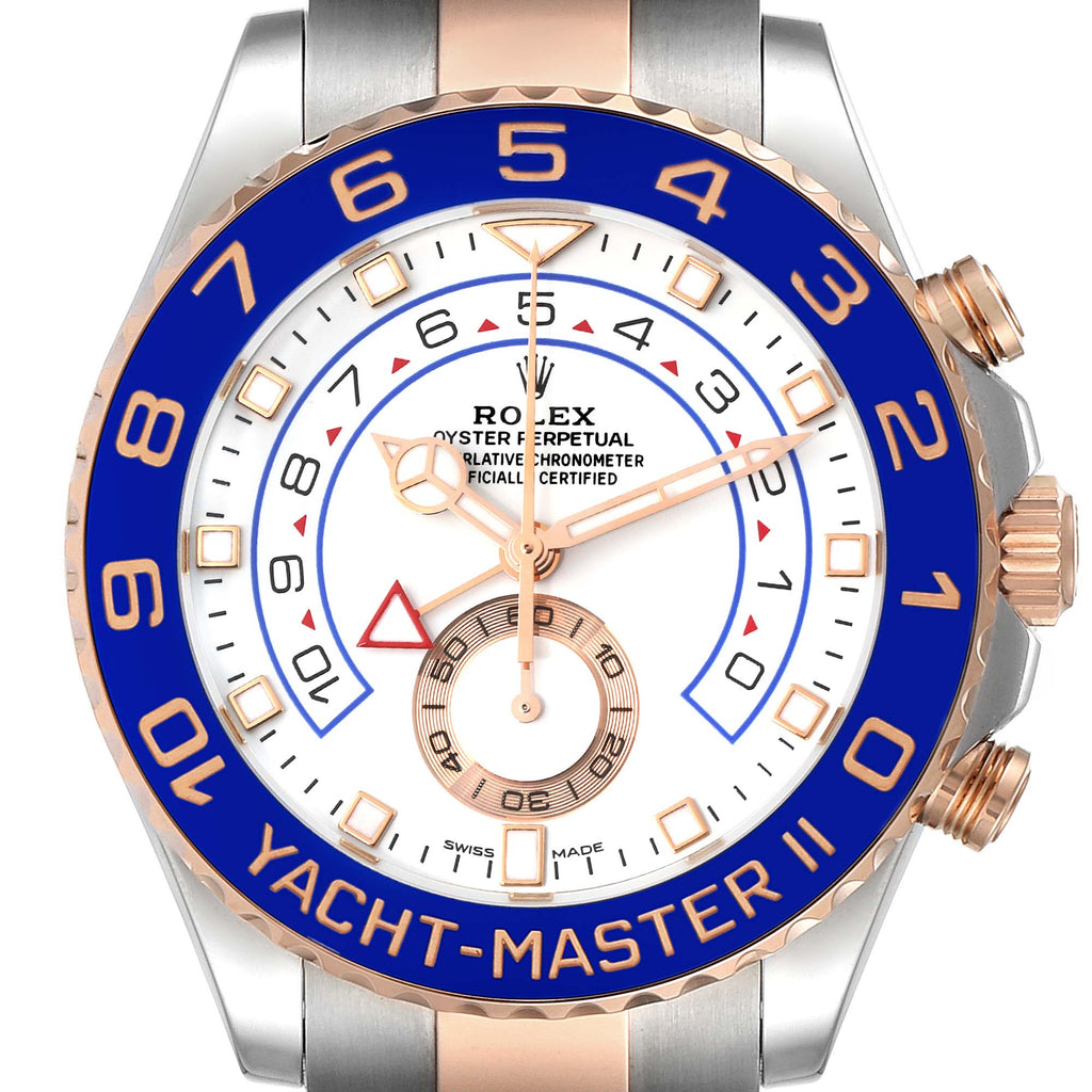 Rolex Yachtmaster II Rolesor EveRose Gold Steel Mens Watch 116681 Box Card