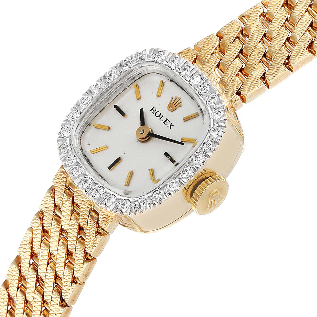 Rolex 14k Yellow Gold Diamond Bezel Vintage Cocktail Ladies Watch