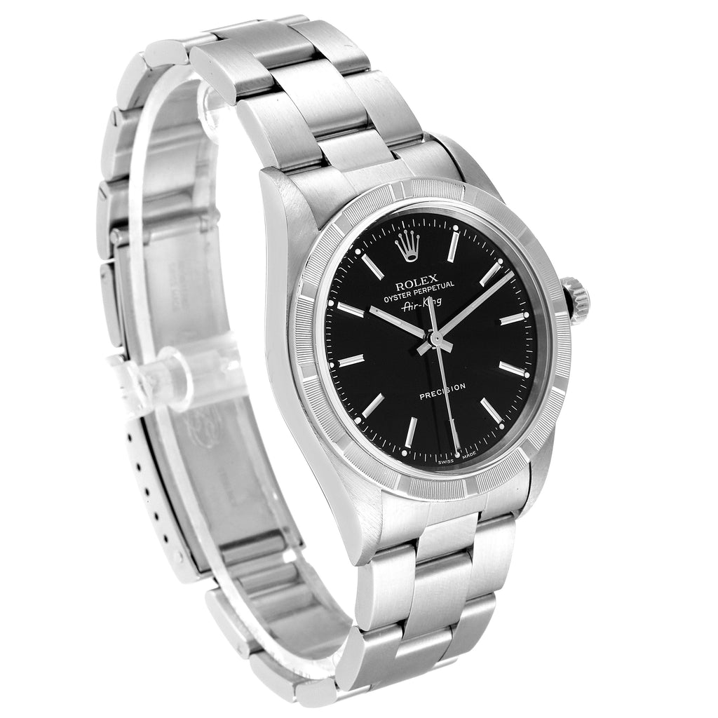 Rolex Air King 34 Black Dial Oyster Bracelet Steeel Mens Watch 14010 Box Papers