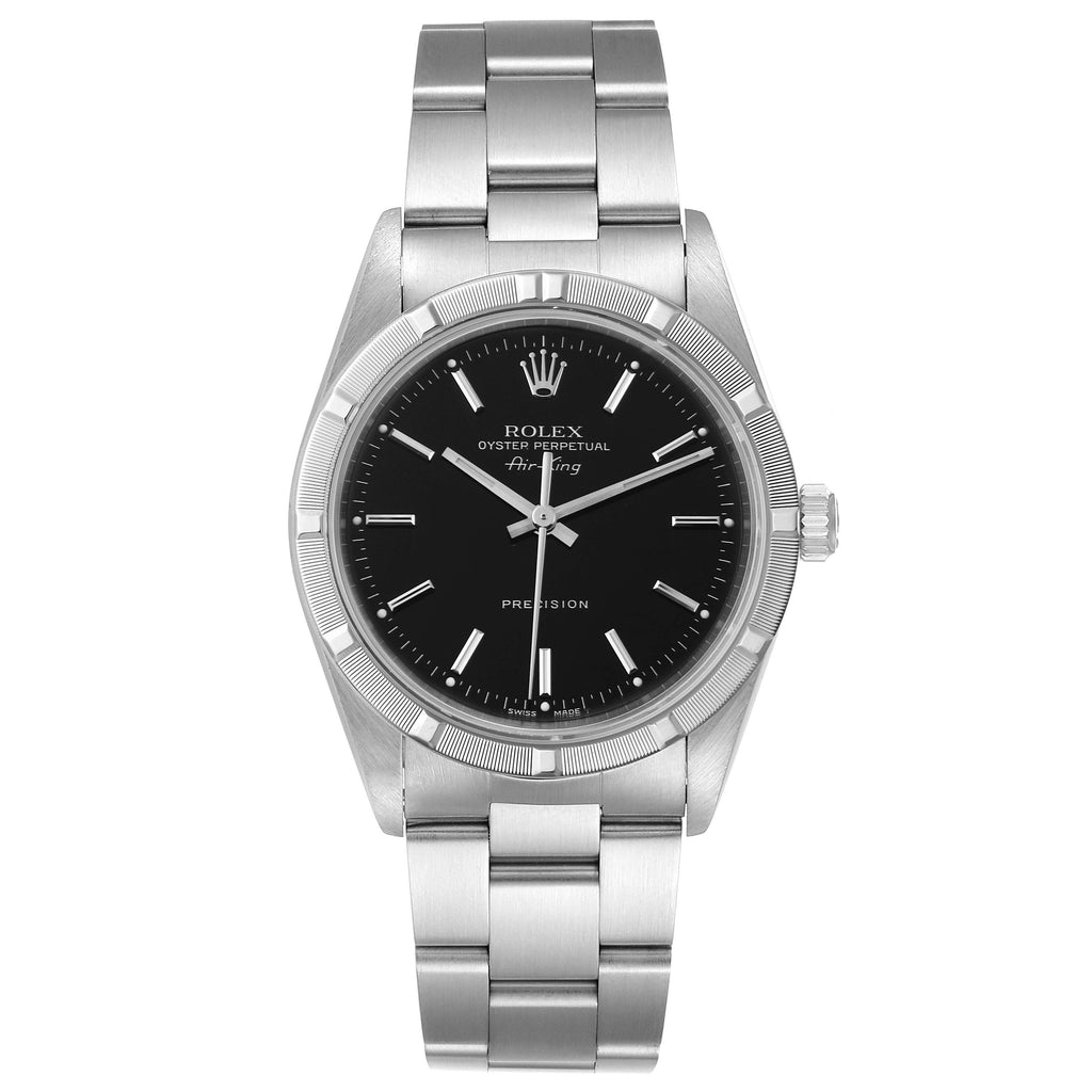 Rolex Air King 34 Black Dial Oyster Bracelet Steeel Mens Watch 14010 Box Papers