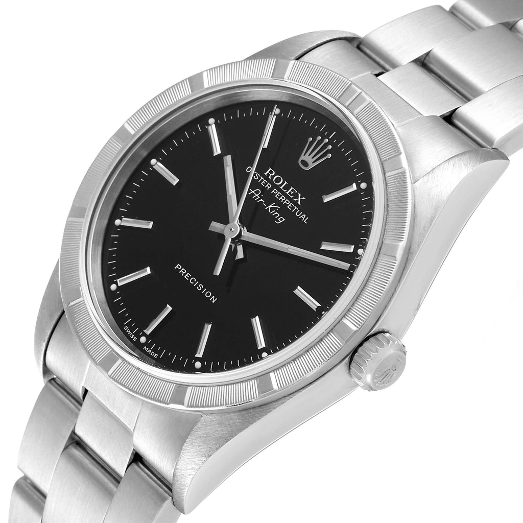Rolex Air King 34 Black Dial Oyster Bracelet Steeel Mens Watch 14010 Box Papers