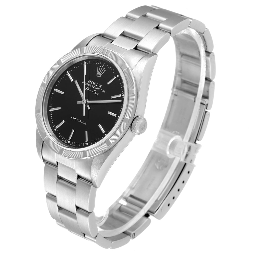 Rolex Air King 34 Black Dial Oyster Bracelet Steeel Mens Watch 14010 Box Papers