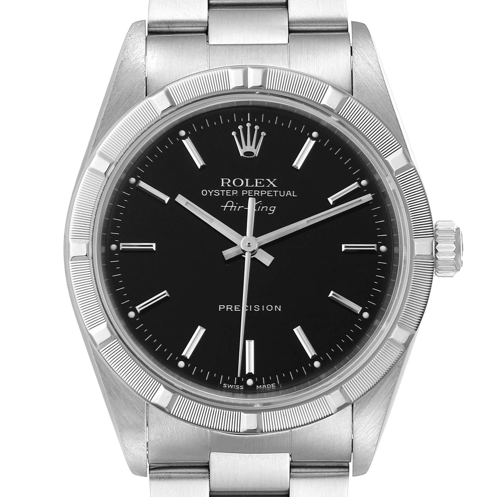 Rolex Air King 34 Black Dial Oyster Bracelet Steeel Mens Watch 14010 Box Papers
