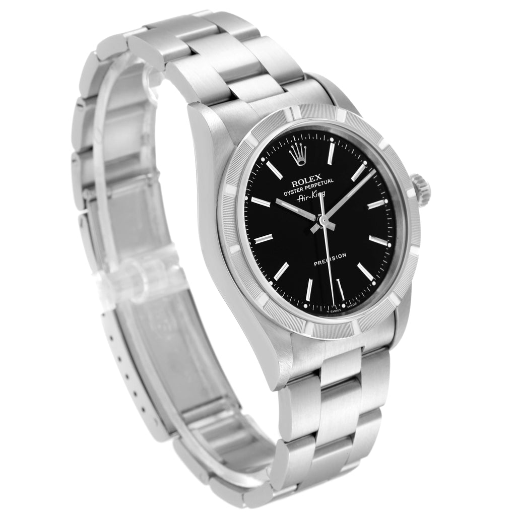 Rolex Air King 34 Black Dial Oyster Bracelet Steel Mens Watch 14010