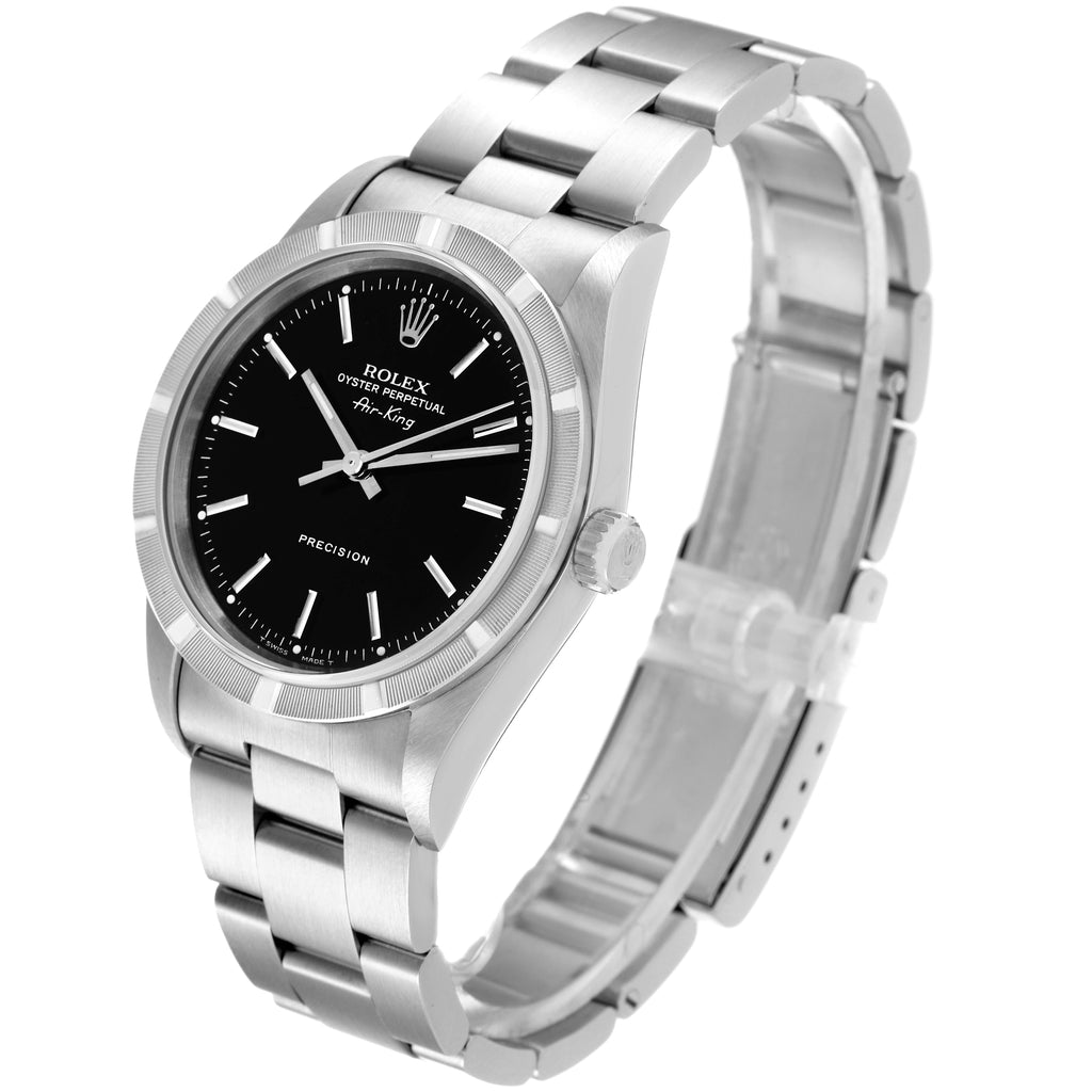 Rolex Air King 34 Black Dial Oyster Bracelet Steel Mens Watch 14010