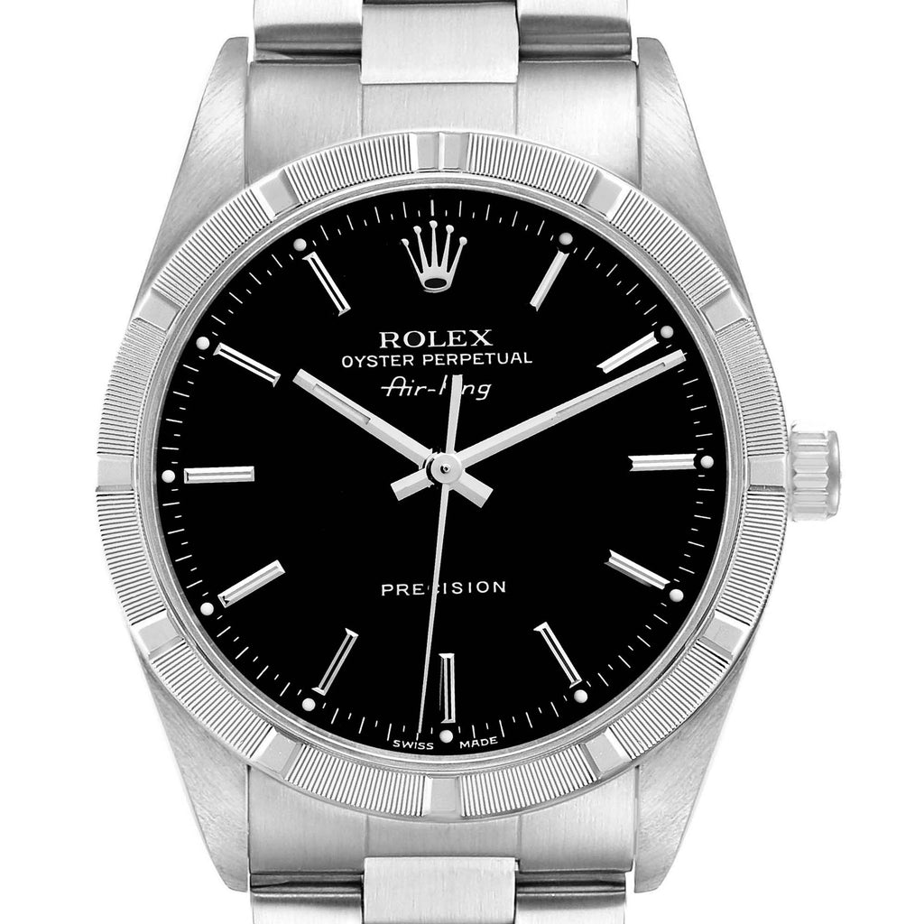 Rolex Air King 34 Black Dial Oyster Bracelet Steel Mens Watch 14010 Box Papers