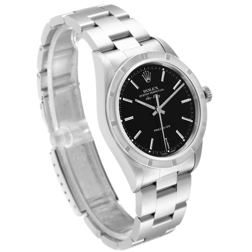 Rolex Air King 34 Black Dial Oyster Bracelet Steel Mens Watch 14010 Box Papers