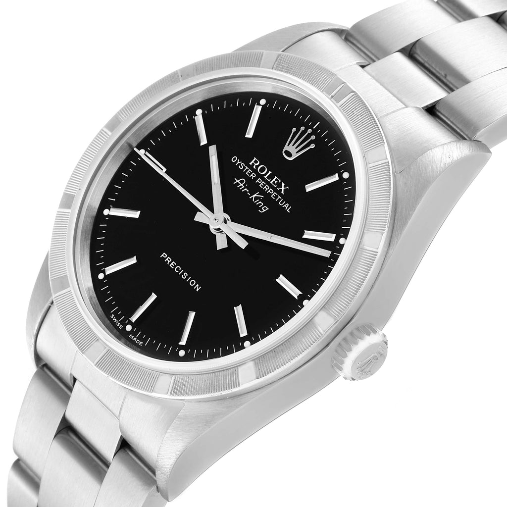 Rolex Air King 34 Black Dial Oyster Bracelet Steel Mens Watch 14010 Box Papers