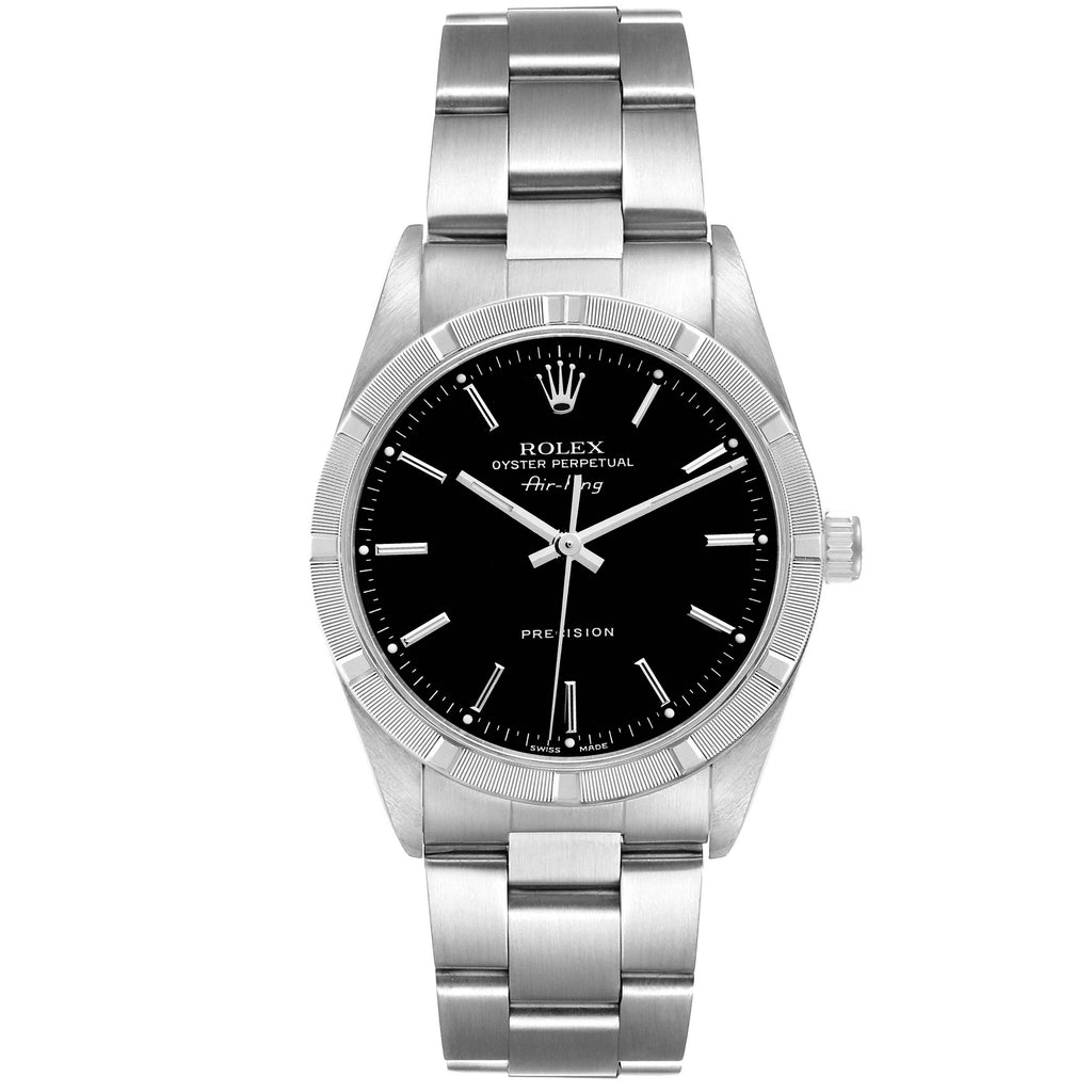 Rolex Air King 34 Black Dial Oyster Bracelet Steel Mens Watch 14010 Box Papers