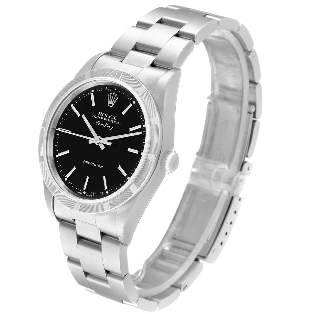 Rolex Air King 34 Black Dial Oyster Bracelet Steel Mens Watch 14010 Box Papers