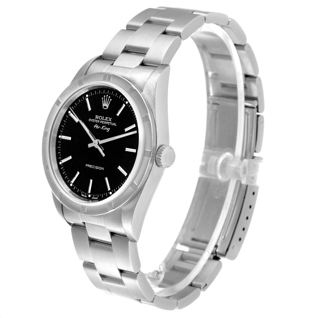 Rolex Air King 34 Black Dial Oyster Bracelet Steel Mens Watch 14010 Papers