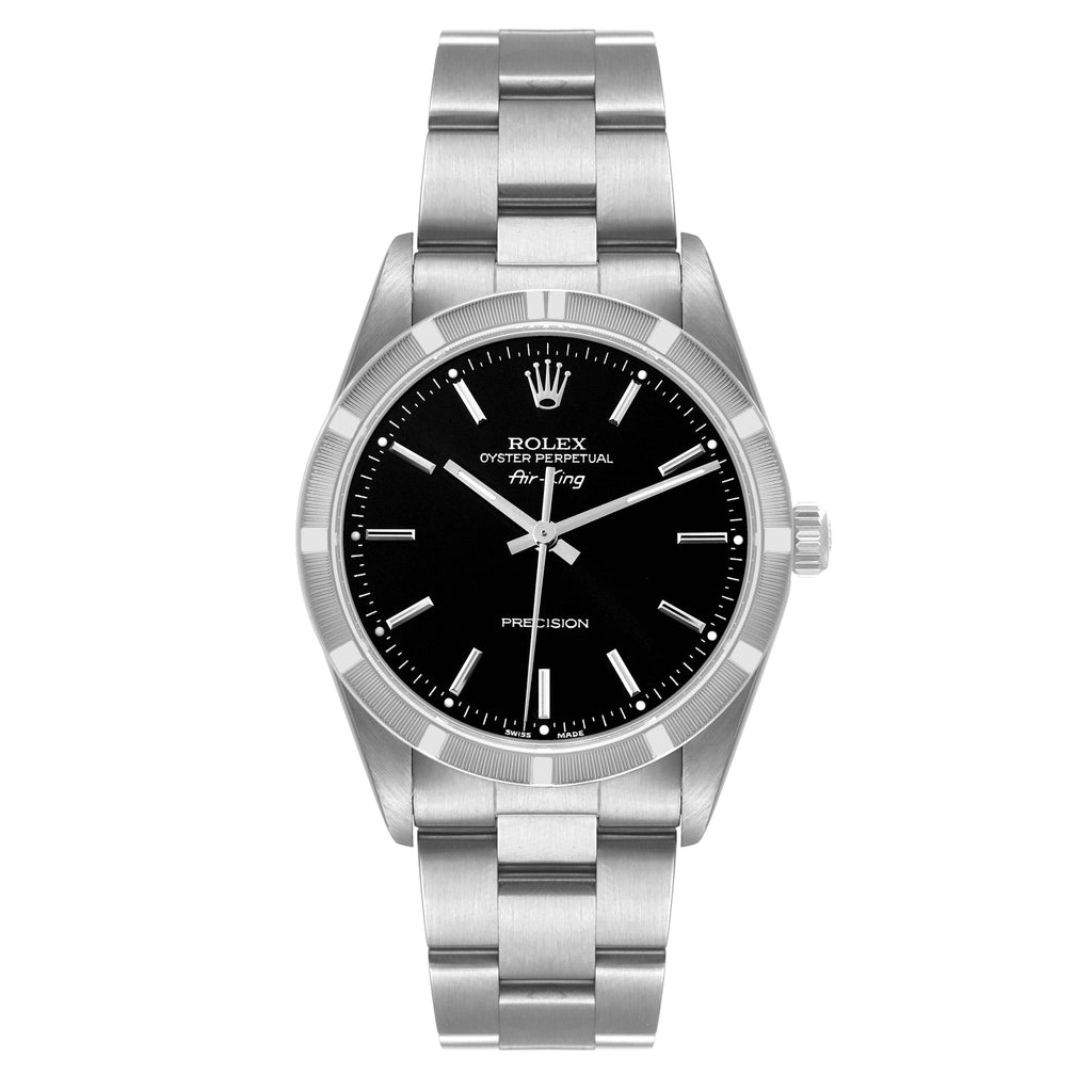 Rolex Air King 34 Black Dial Oyster Bracelet Steel Mens Watch 14010 Papers