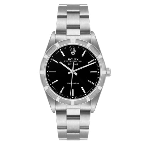 Rolex Air King 34 Black Dial Oyster Bracelet Steel Mens Watch 14010 Papers