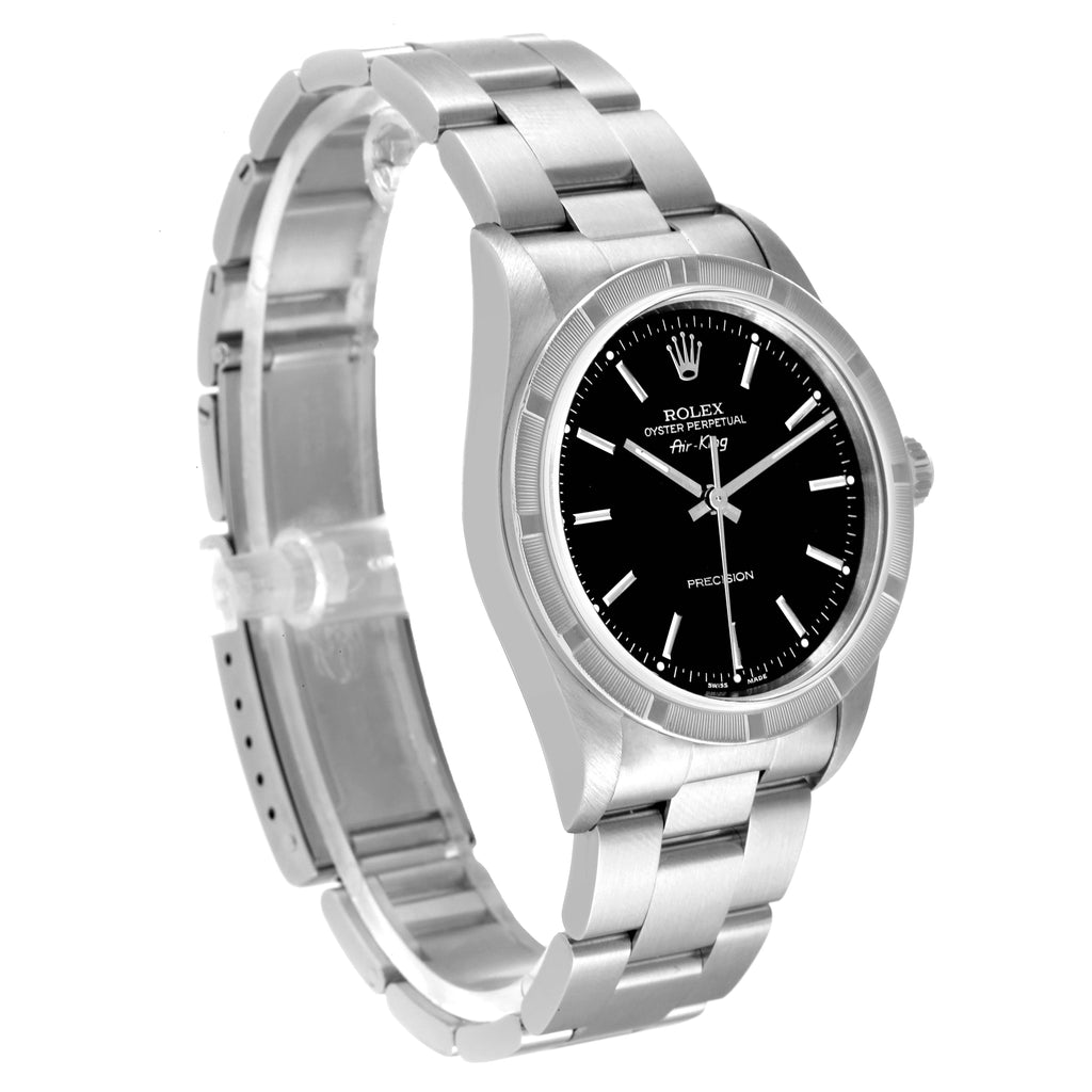 Rolex Air King 34 Black Dial Oyster Bracelet Steel Mens Watch 14010 Papers