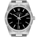Rolex Air King 34 Black Dial Steel Engine Turned Bezel Mens Watch 14010