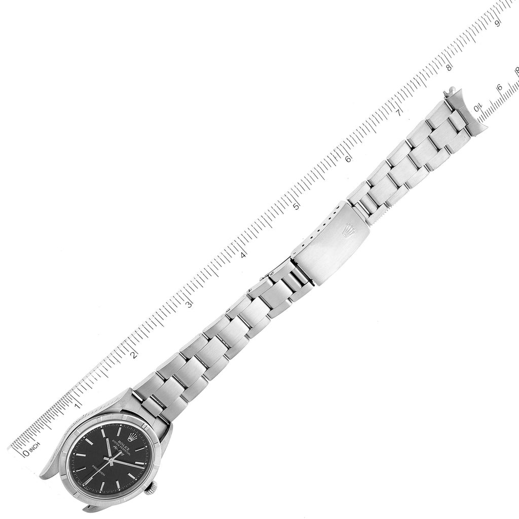Rolex Air King 34 Black Dial Steel Engine Turned Bezel Mens Watch 14010