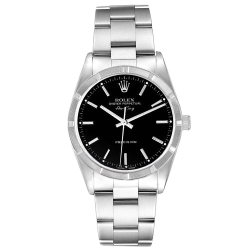 Rolex Air King 34 Black Dial Steel Mens Watch 14010 Box Papers