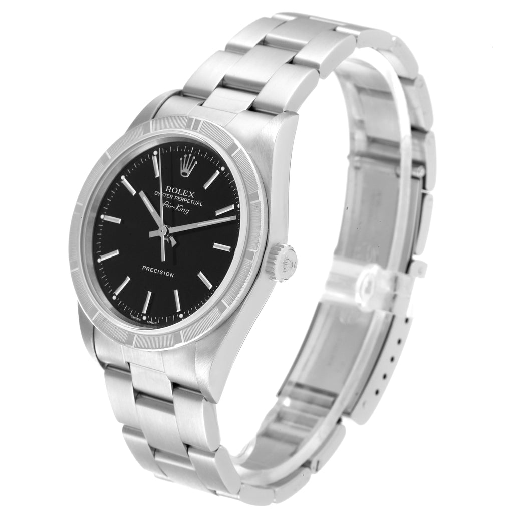 Rolex Air King 34 Black Dial Steel Mens Watch 14010 Box Papers