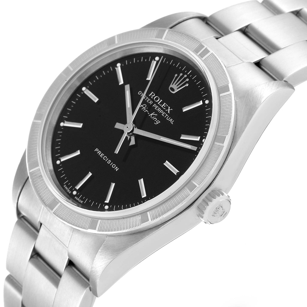 Rolex Air King 34 Black Dial Steel Mens Watch 14010 Box Papers
