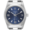 Rolex Air King 34 Blue Baton Dial Domed Bezel Steel Mens Watch 14000