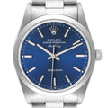Rolex Air King 34 Blue Dial Domed Bezel Steel Mens Watch 14000 TWO LINKS ADDED