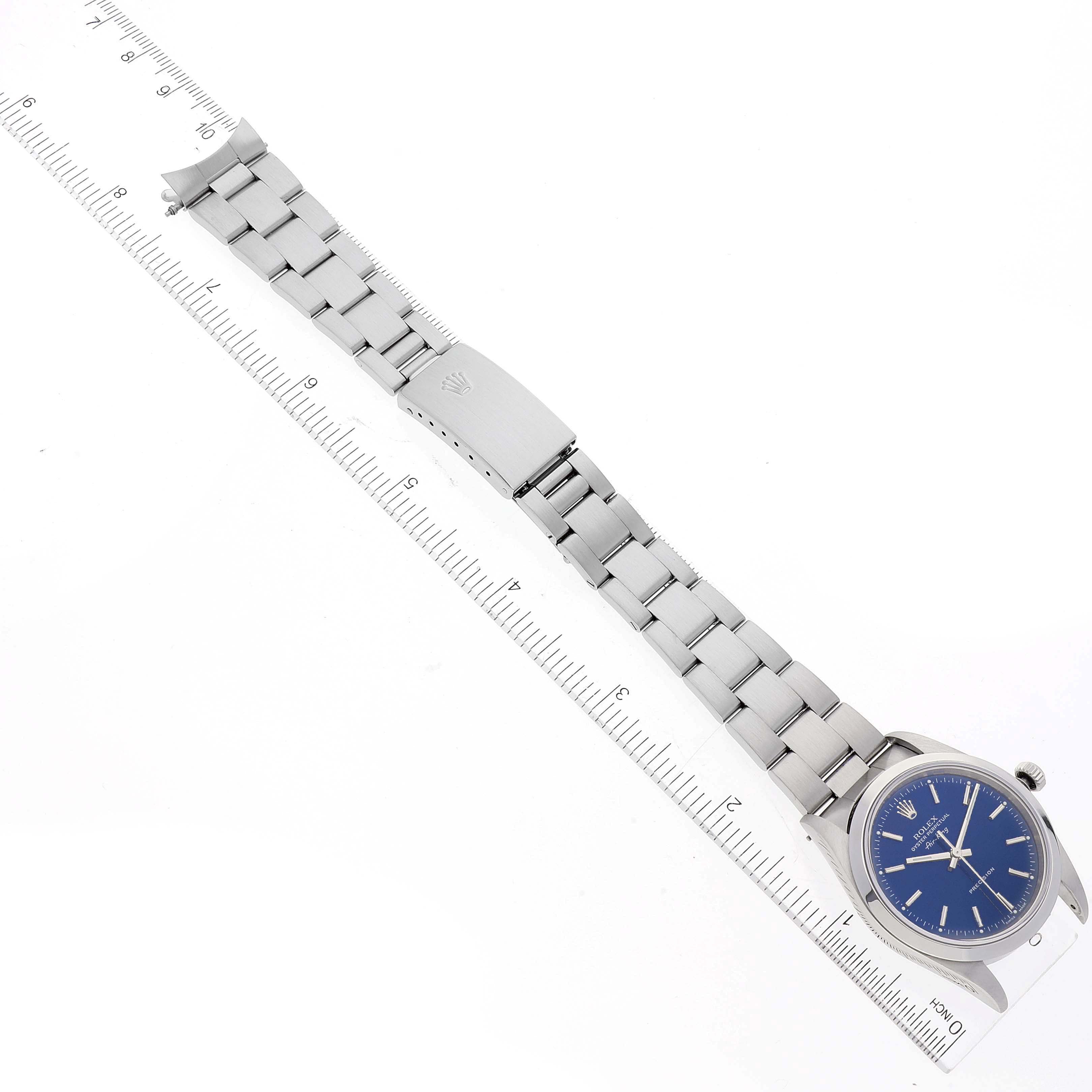 Rolex Air King 34 Blue Dial Domed Bezel Steel Mens Watch 14000
