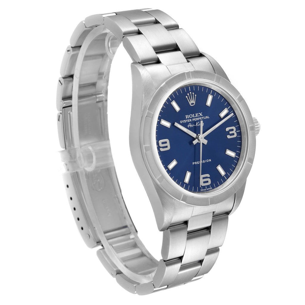 Rolex Air King 34 Blue Dial Oyster Bracelet Steel Mens Watch 14010