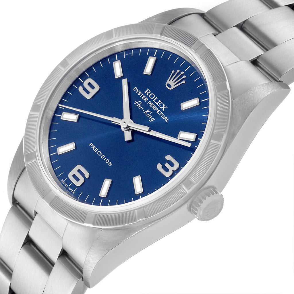 Rolex Air King 34 Blue Dial Oyster Bracelet Steel Mens Watch 14010