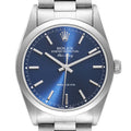 Rolex Air King 34 Blue Dial Smooth Bezel Steel Mens Watch 14000 Box Service Card
