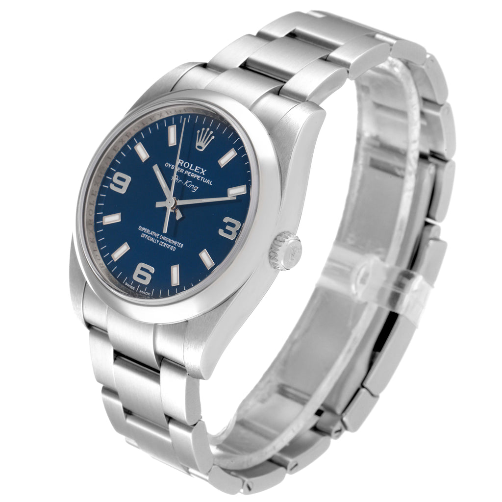 Rolex Air King 34 Blue Dial Smooth Bezel Steel Unisex Watch 114200