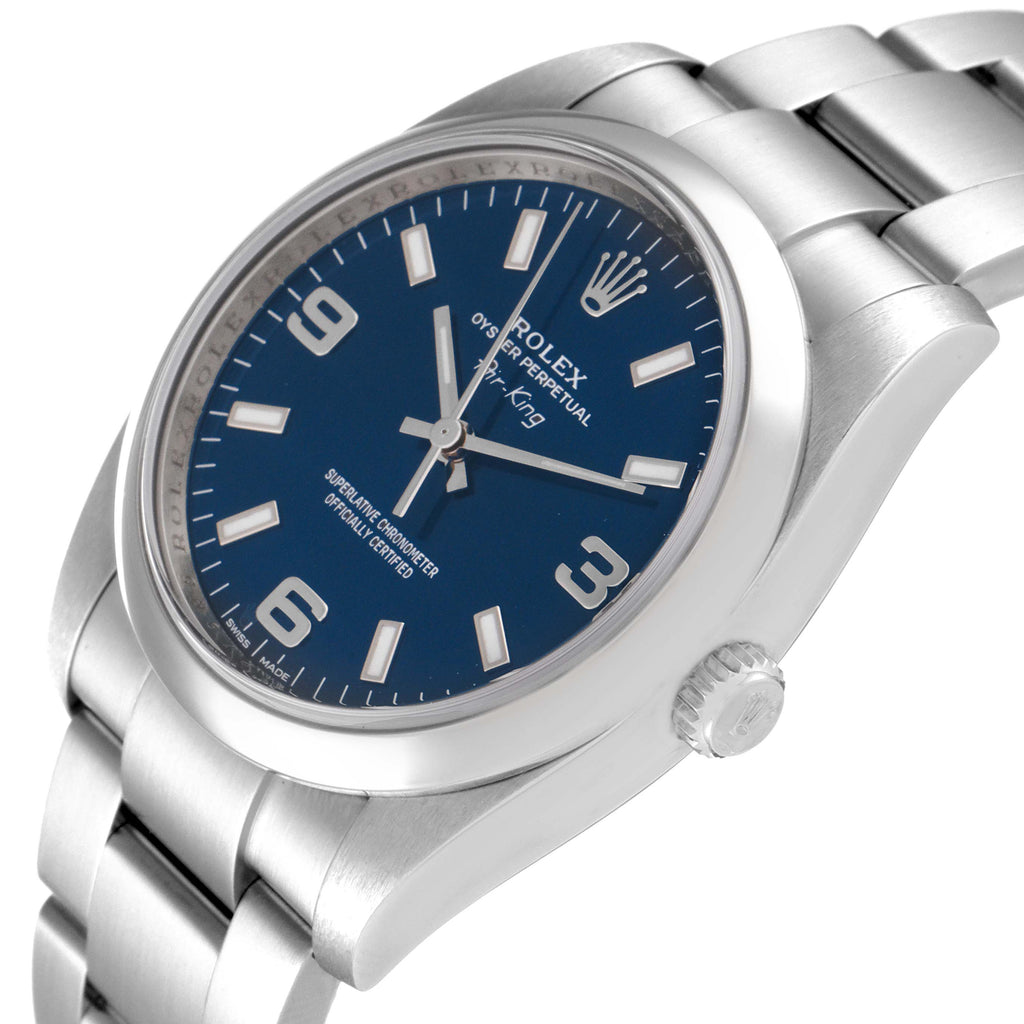 Rolex Air King 34 Blue Dial Smooth Bezel Steel Unisex Watch 114200