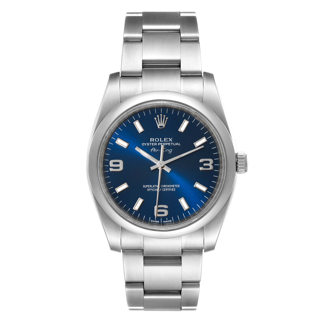 Rolex Air King 34 Blue Dial Smooth Bezel Steel Unisex Watch 114200