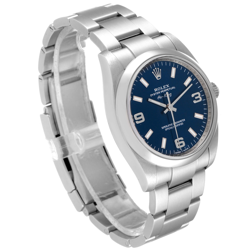 Rolex Air King 34 Blue Dial Smooth Bezel Steel Unisex Watch 114200