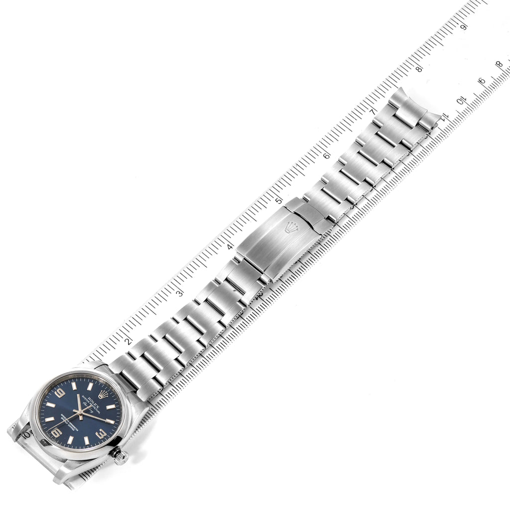 Rolex Air King 34 Blue Dial Smooth Bezel Unisex Watch 114200 Box Card