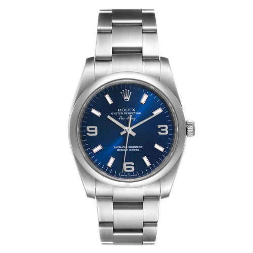 Rolex Air King 34 Blue Dial Smooth Bezel Unisex Watch 114200 Box Card