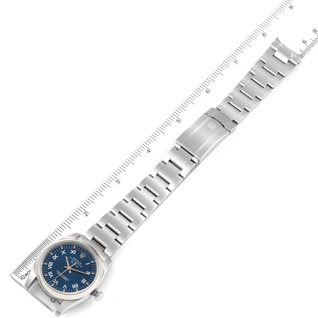 Rolex Air King 34 Blue Roman Dial Domed Bezel Steel Watch 114200
