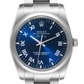 Rolex Air King 34 Blue Roman Dial Domed Bezel Steel Watch 114200