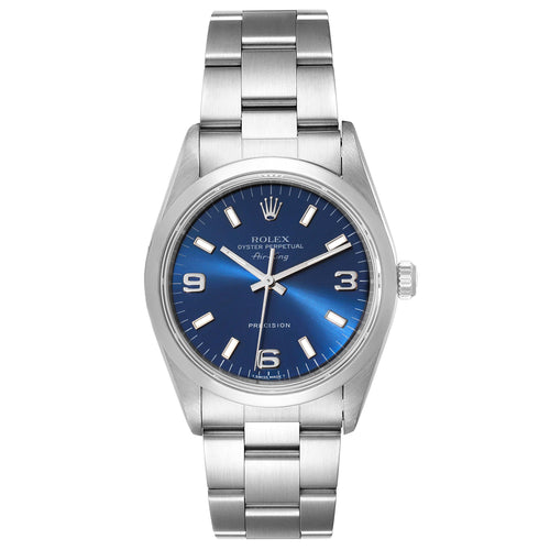 Rolex Air King 34 mm Blue Dial Steel Mens Watch 14000 Box Service Card