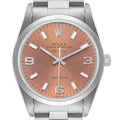 Rolex Air King 34 Salmon Baton Dial Domed Bezel Steel Mens Watch 14000