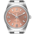 Rolex Air King 34 Salmon Baton Dial Domed Bezel Steel Watch 14000