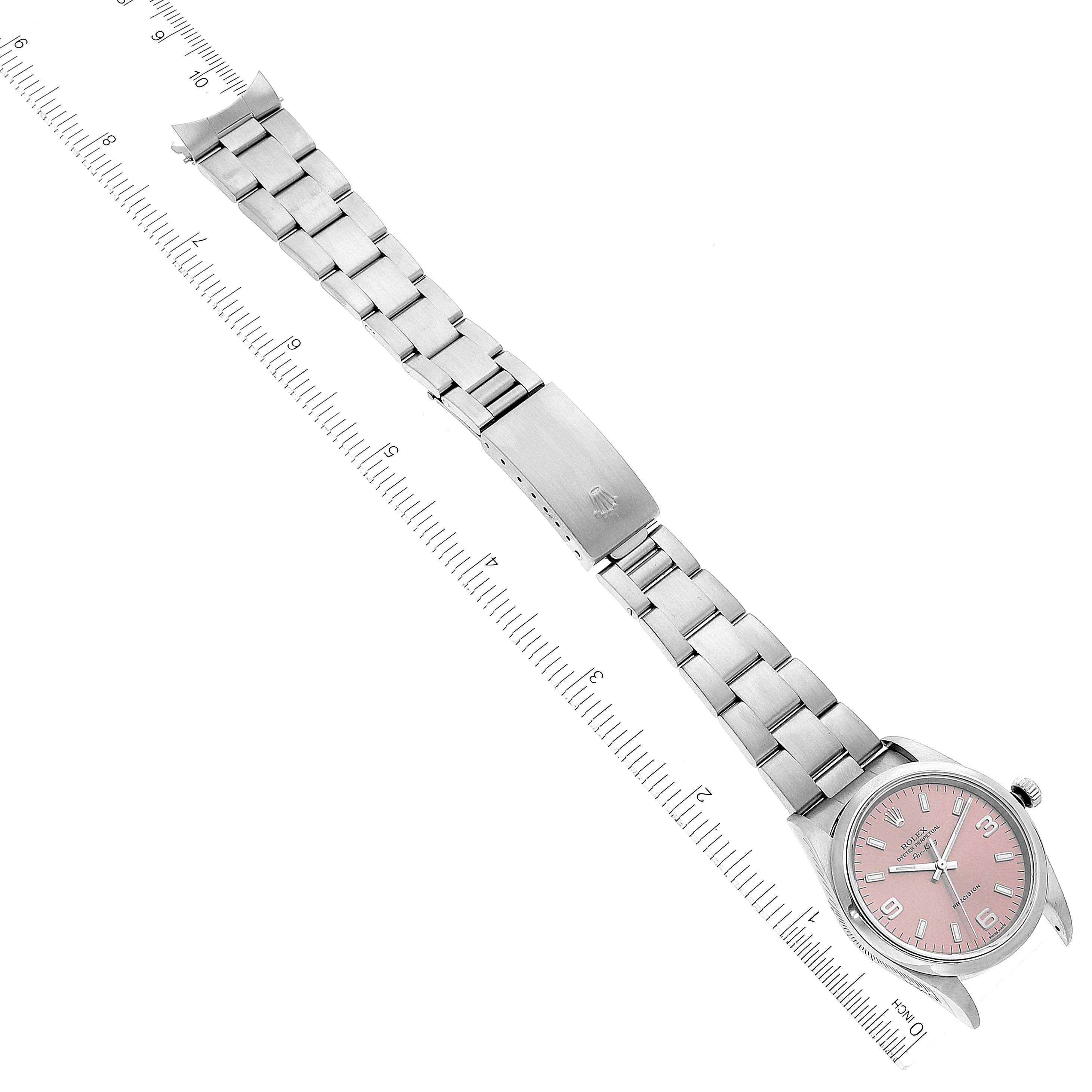 Rolex Air King 34 Salmon Baton Dial Domed Bezel Steel Watch 14000