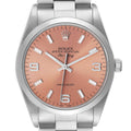 Rolex Air King 34 Salmon Baton Dial Domed Bezel Steel Watch 14000 Box Card