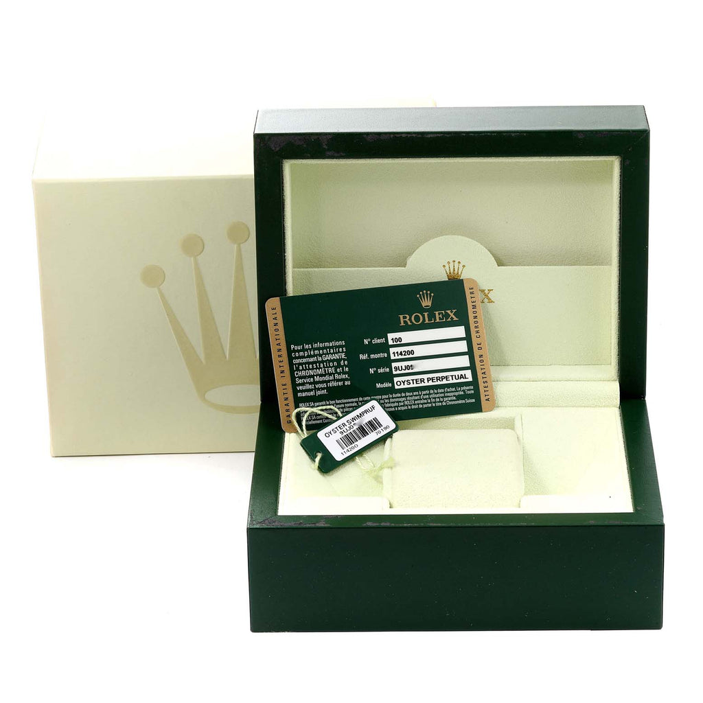 Rolex Air King 34 Salmon Dial Smooth Bezel Unisex Watch 114200 Box Card