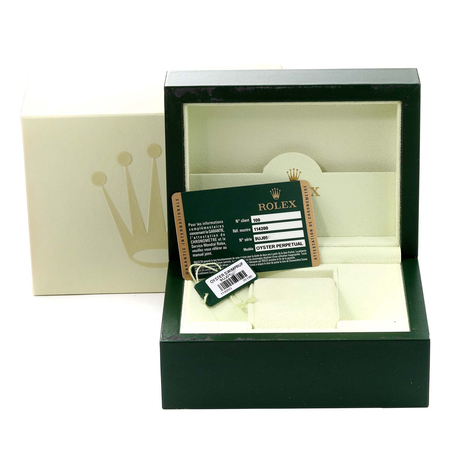 Rolex Air King 34 Salmon Dial Smooth Bezel Unisex Watch 114200 Box Card