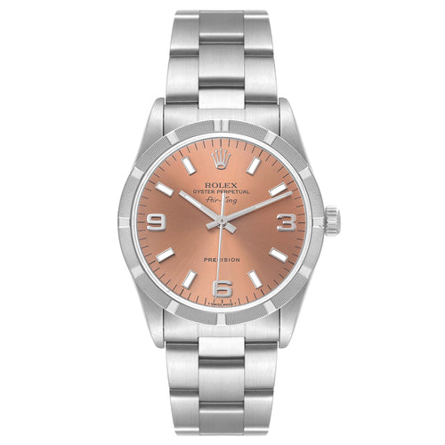 Rolex Air King 34 Salmon Dial Steel Mens Watch 14010
