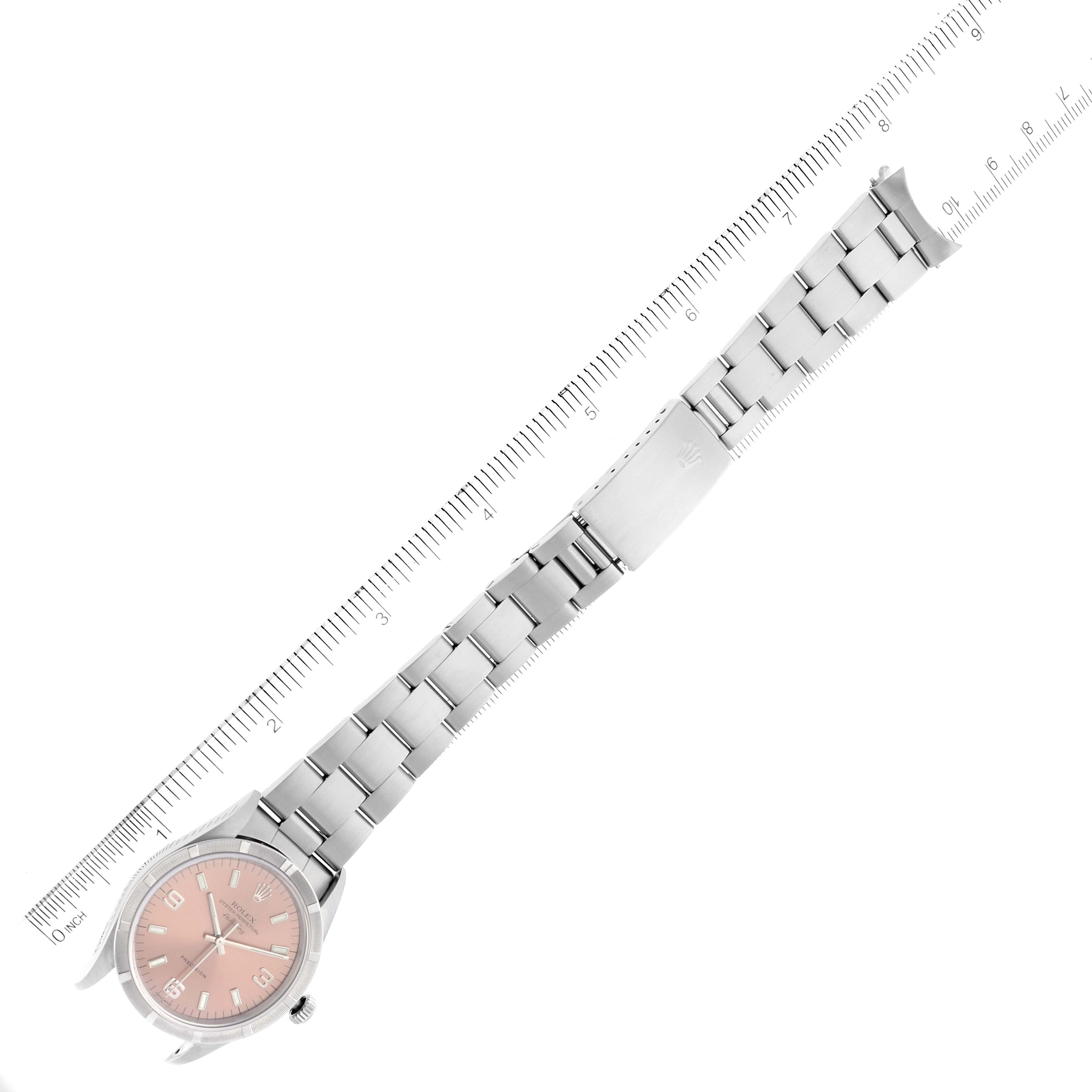 Rolex Air King 34 Salmon Dial Steel Mens Watch 14010 Box Papers