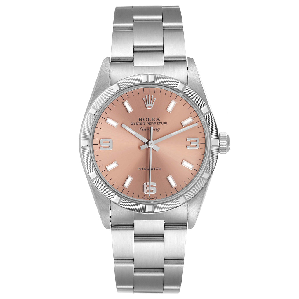 Rolex Air King 34 Salmon Dial Steel Mens Watch 14010 Box Papers