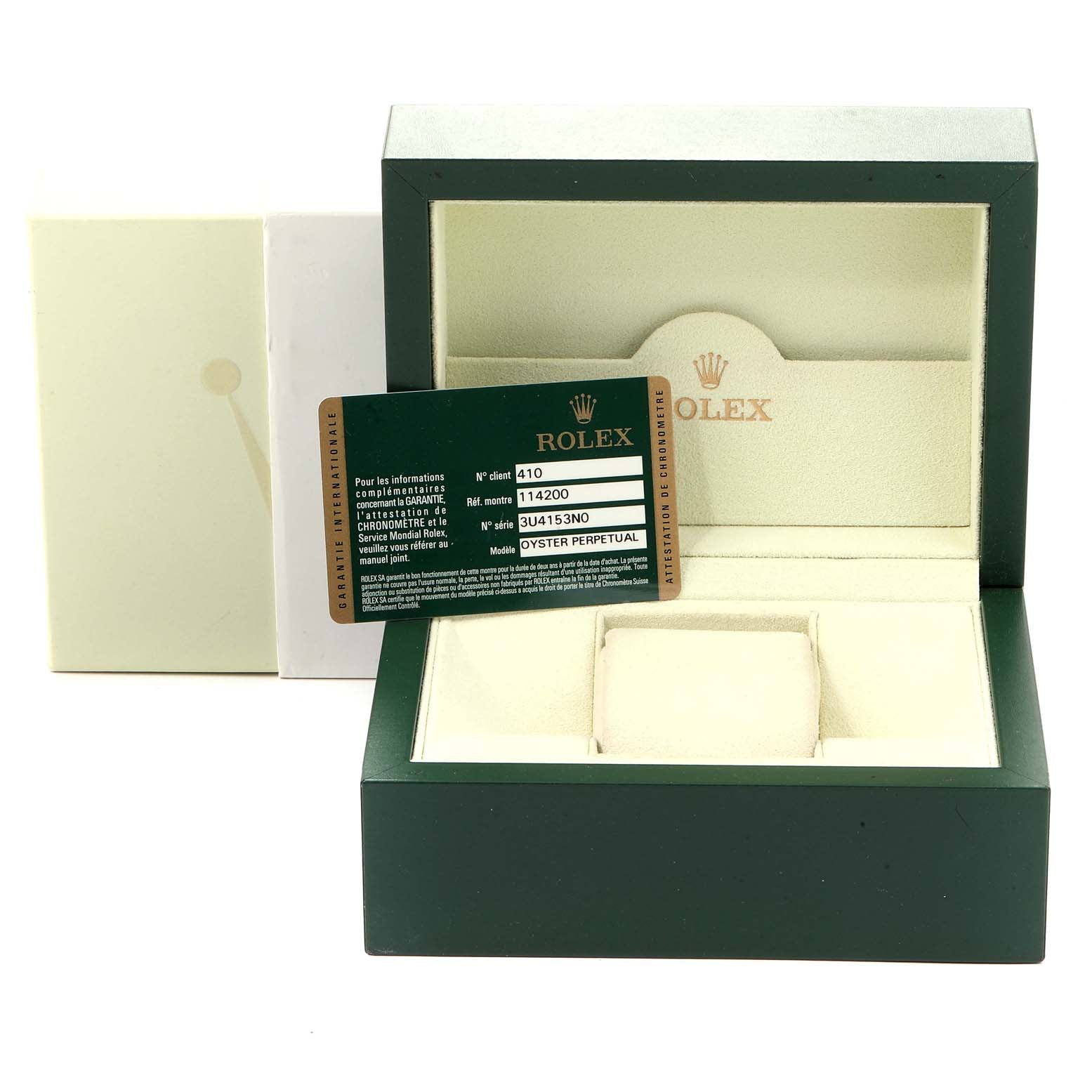 Rolex Air King 34 Silver Dial Smooth Bezel Mens Watch 114200 Box Card